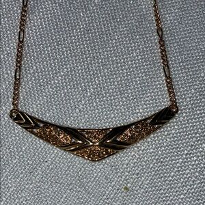 Vintage Lady Remington Gold Tone Boho Chevron Necklace 1980s Signed LR 16”